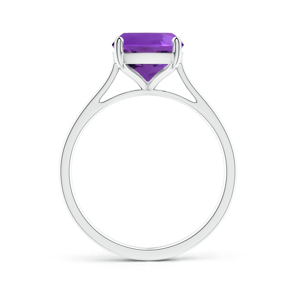 10x8mm AAAA Prong-Set Cushion Amethyst Solitaire Ring in S999 Silver - side_1