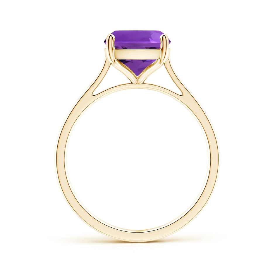 10x8mm AAAA Prong-Set Cushion Amethyst Solitaire Ring in Yellow Gold side-1