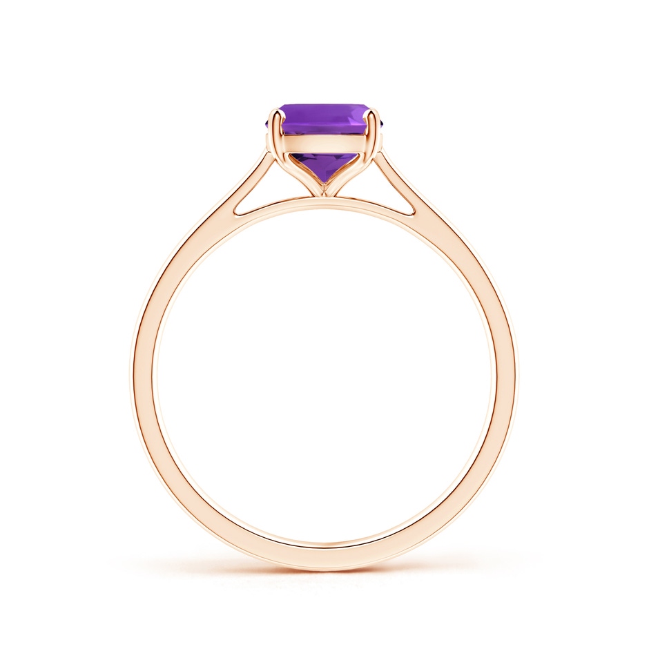 8x6mm AAAA Prong-Set Cushion Amethyst Solitaire Ring in Rose Gold side-1