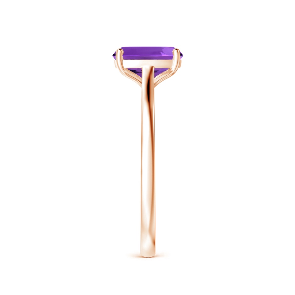 8x6mm AAAA Prong-Set Cushion Amethyst Solitaire Ring in Rose Gold side-2