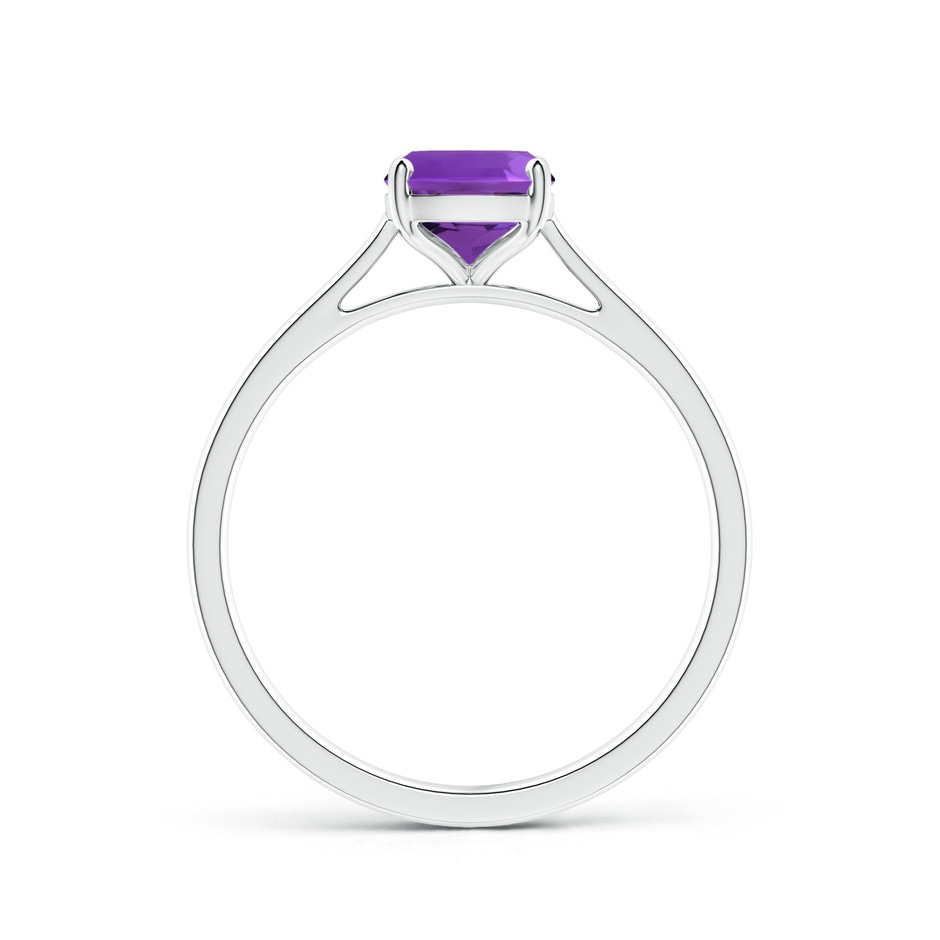 8x6mm AAAA Prong-Set Cushion Amethyst Solitaire Ring in S999 Silver side-1