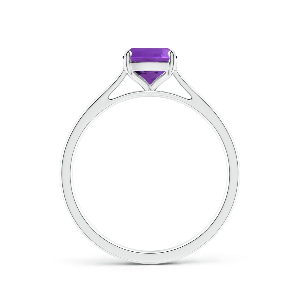 8x6mm AAAA Prong-Set Cushion Amethyst Solitaire Ring in White Gold - side_1