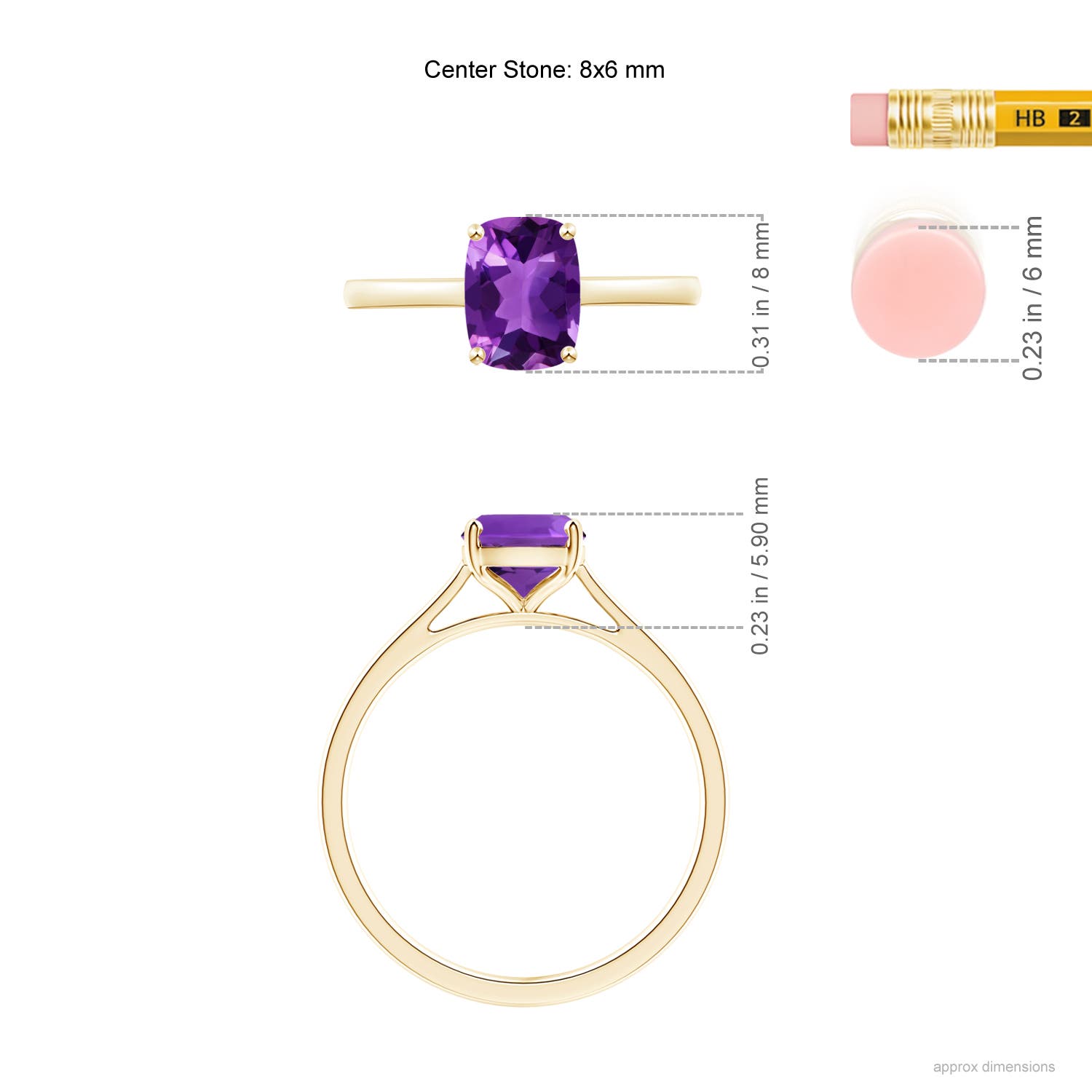 AAAA - Amethyst / 1.2 CT / 14 KT Yellow Gold