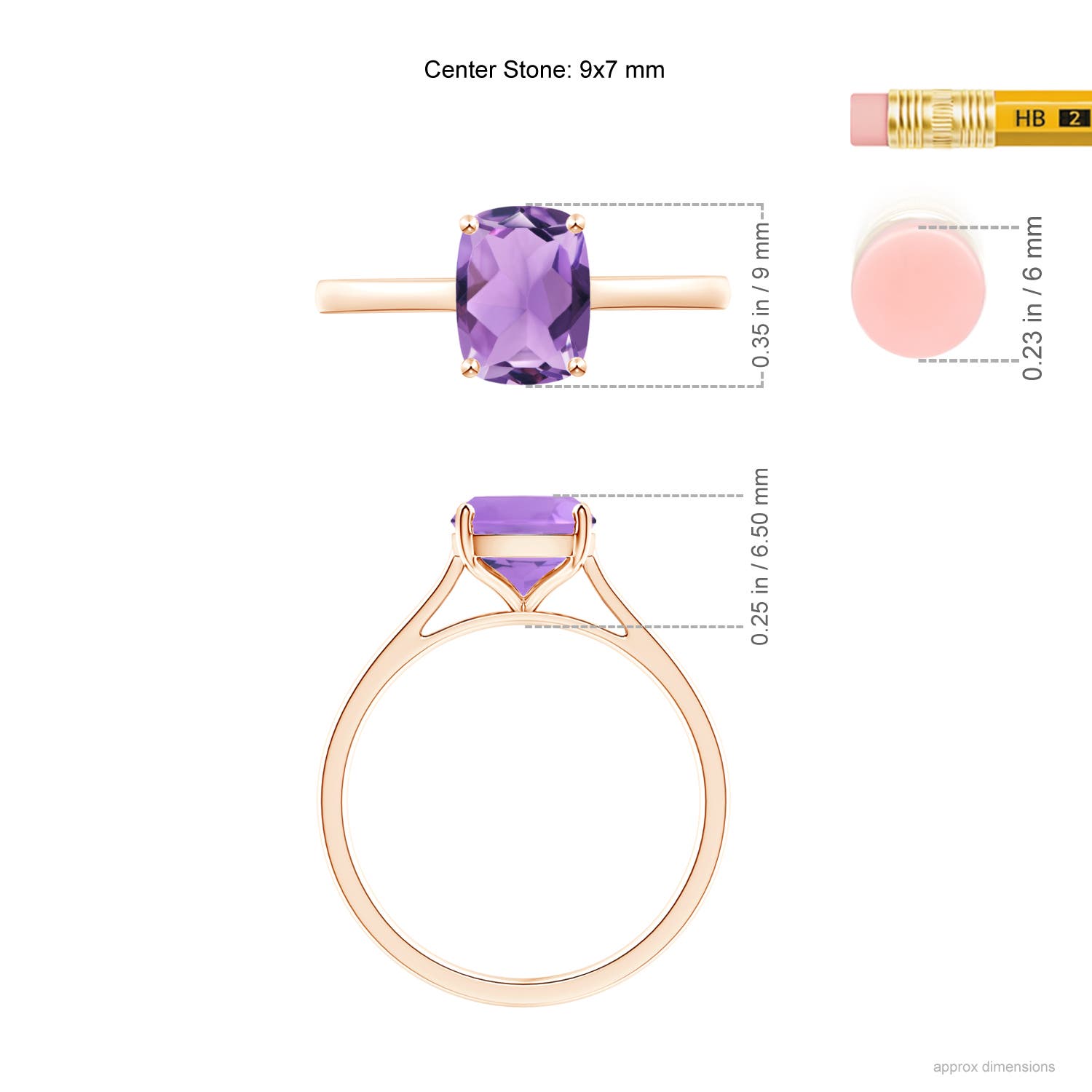 A - Amethyst / 2 CT / 14 KT Rose Gold