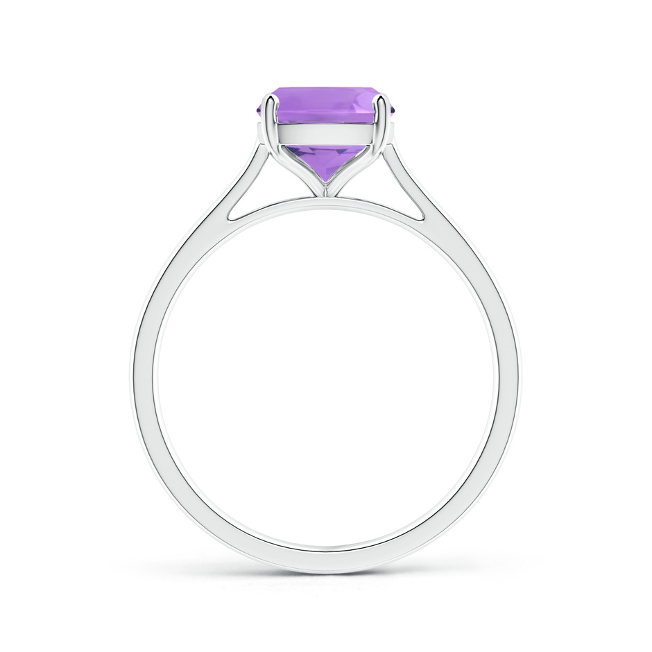 9x7mm A Prong-Set Cushion Amethyst Solitaire Ring in S999 Silver side-1