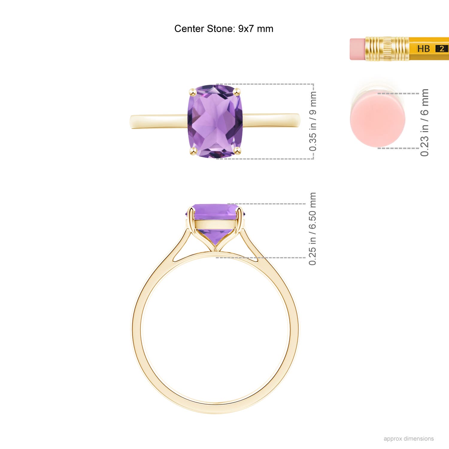 A - Amethyst / 2 CT / 14 KT Yellow Gold