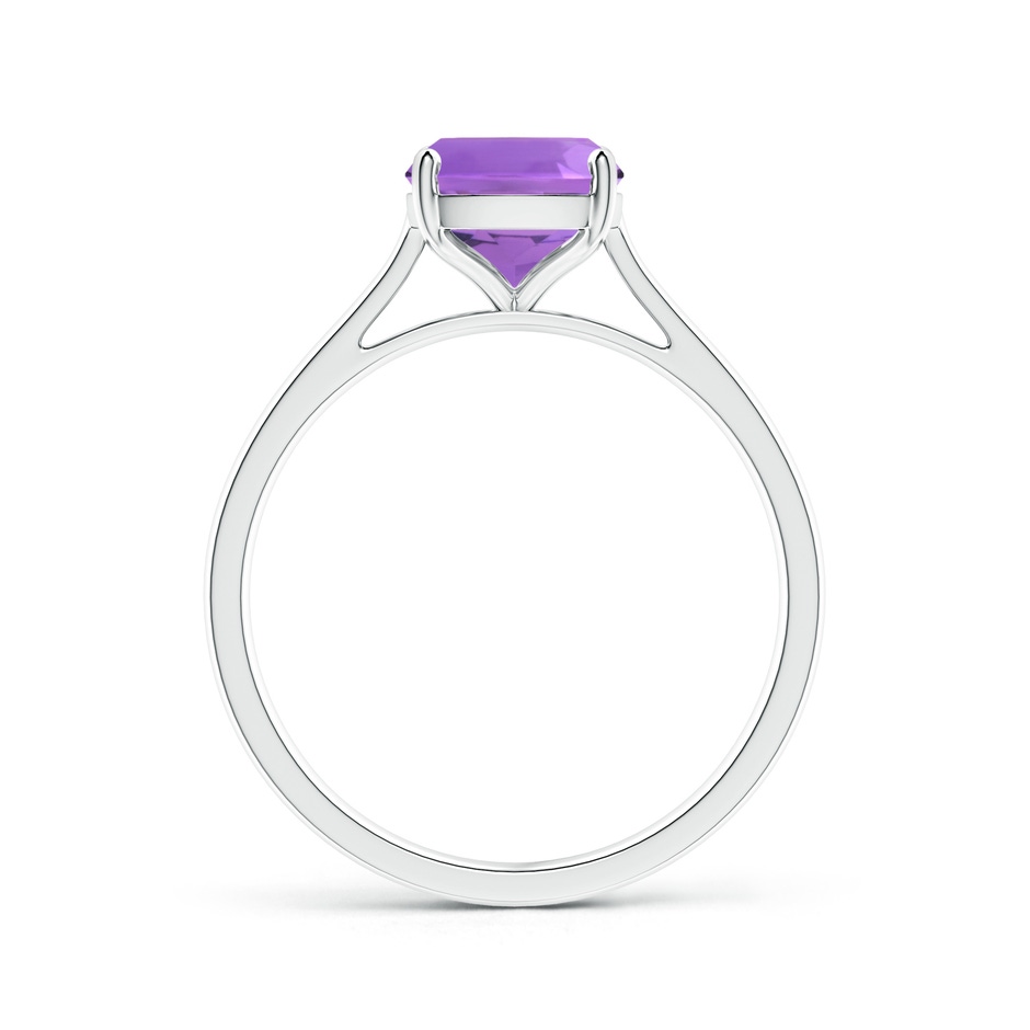 9x7mm AA Prong-Set Cushion Amethyst Solitaire Ring in S999 Silver side-1