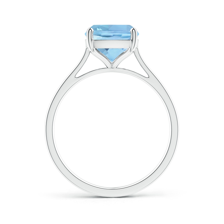 10x8mm AAAA Prong-Set Cushion Aquamarine Solitaire Ring in P950 Platinum side-1