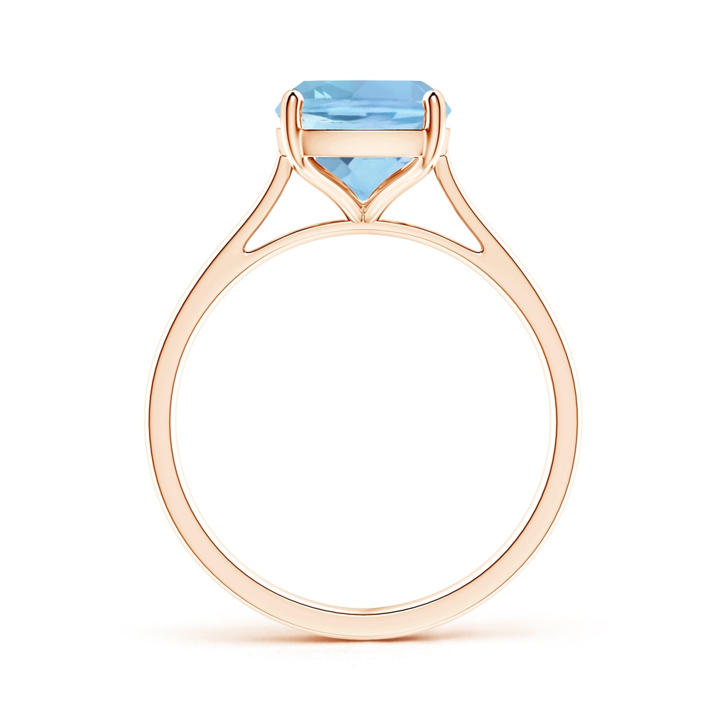 10x8mm AAAA Prong-Set Cushion Aquamarine Solitaire Ring in Rose Gold - side_1