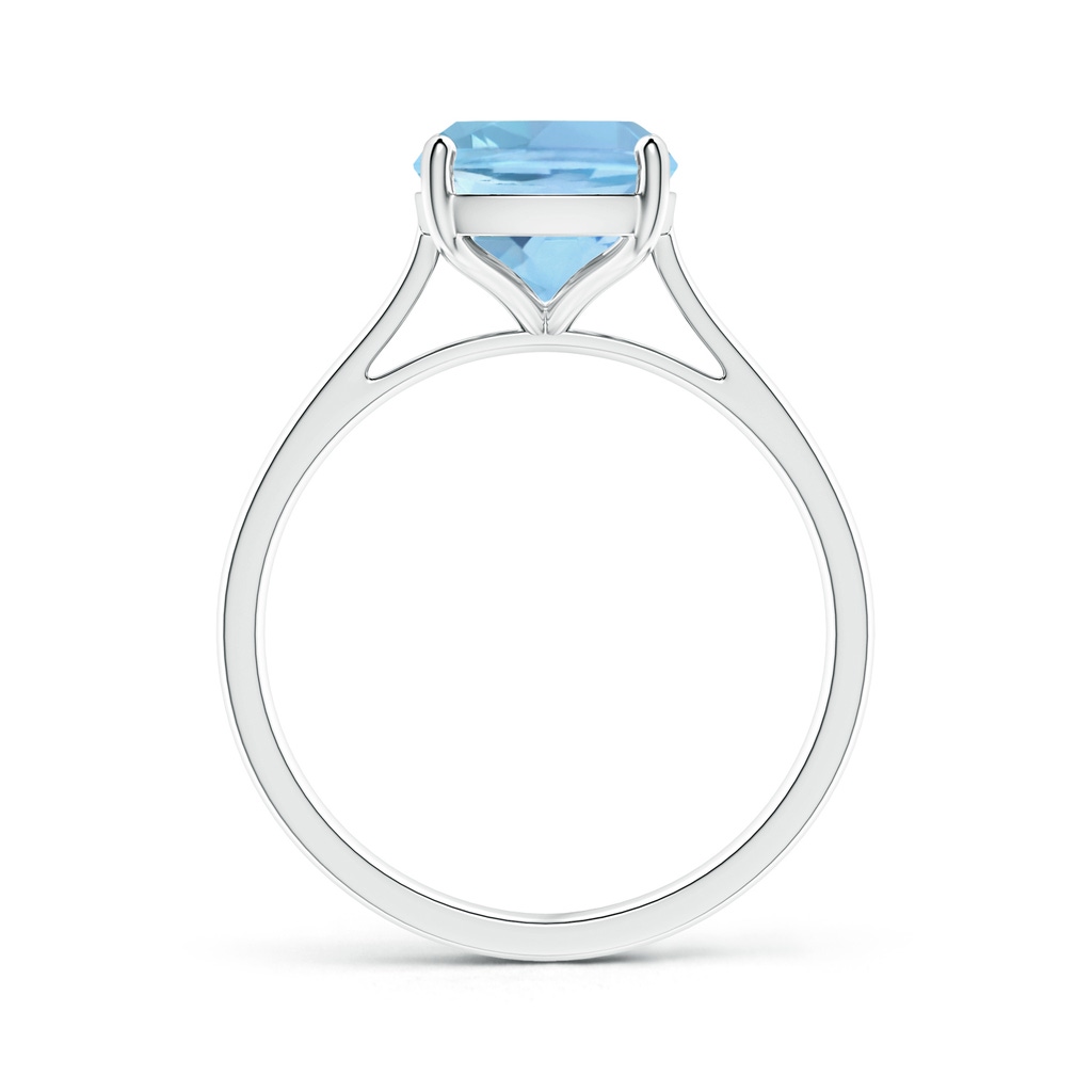 10x8mm AAAA Prong-Set Cushion Aquamarine Solitaire Ring in S999 Silver - side_1