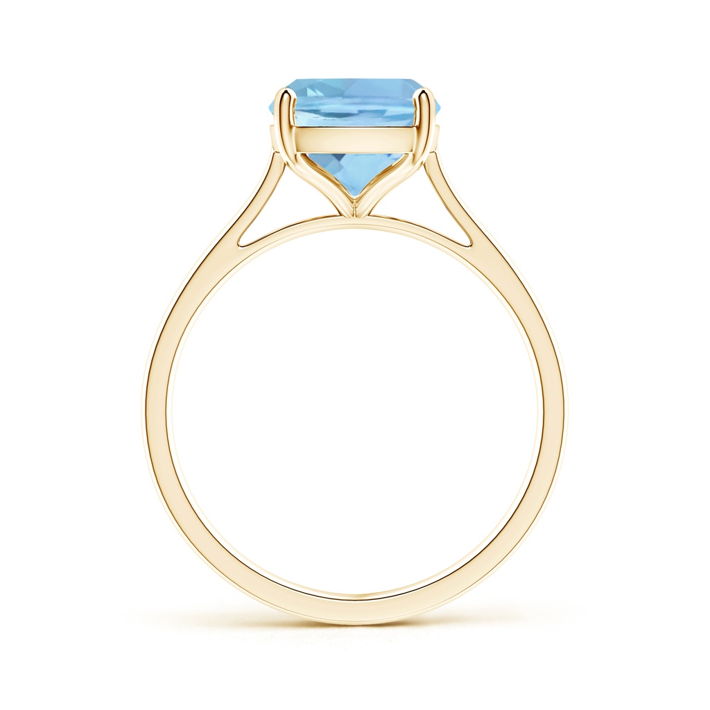 10x8mm AAAA Prong-Set Cushion Aquamarine Solitaire Ring in Yellow Gold - side_1