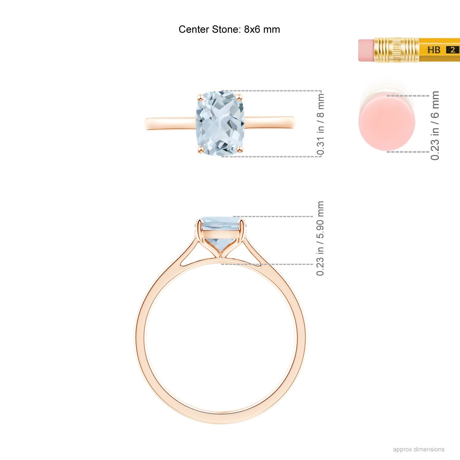 A - Aquamarine / 1.2 CT / 14 KT Rose Gold