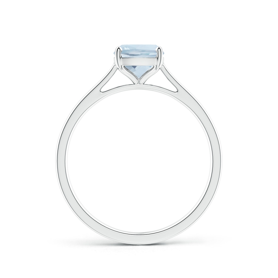 8x6mm A Prong-Set Cushion Aquamarine Solitaire Ring in S999 Silver side-1