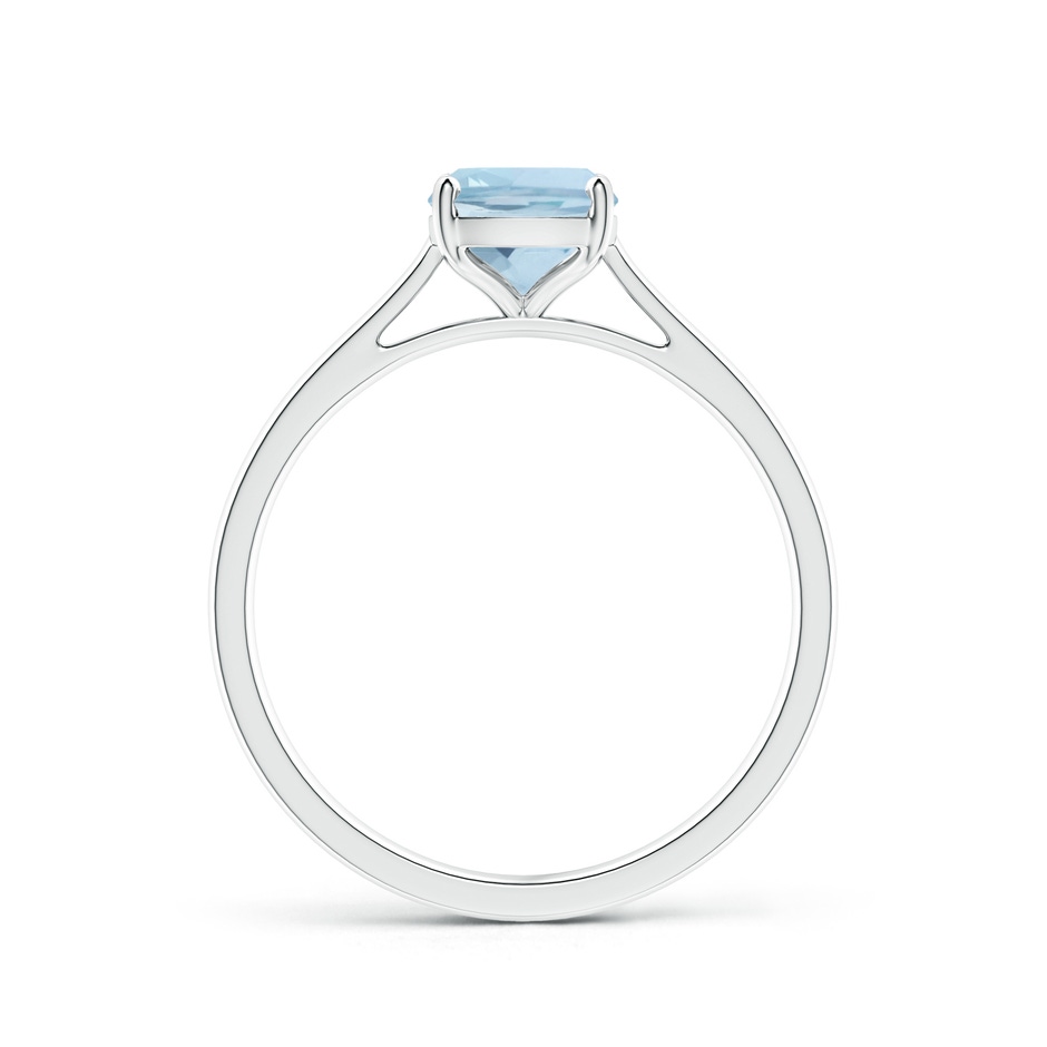 8x6mm AA Prong-Set Cushion Aquamarine Solitaire Ring in S999 Silver side-1