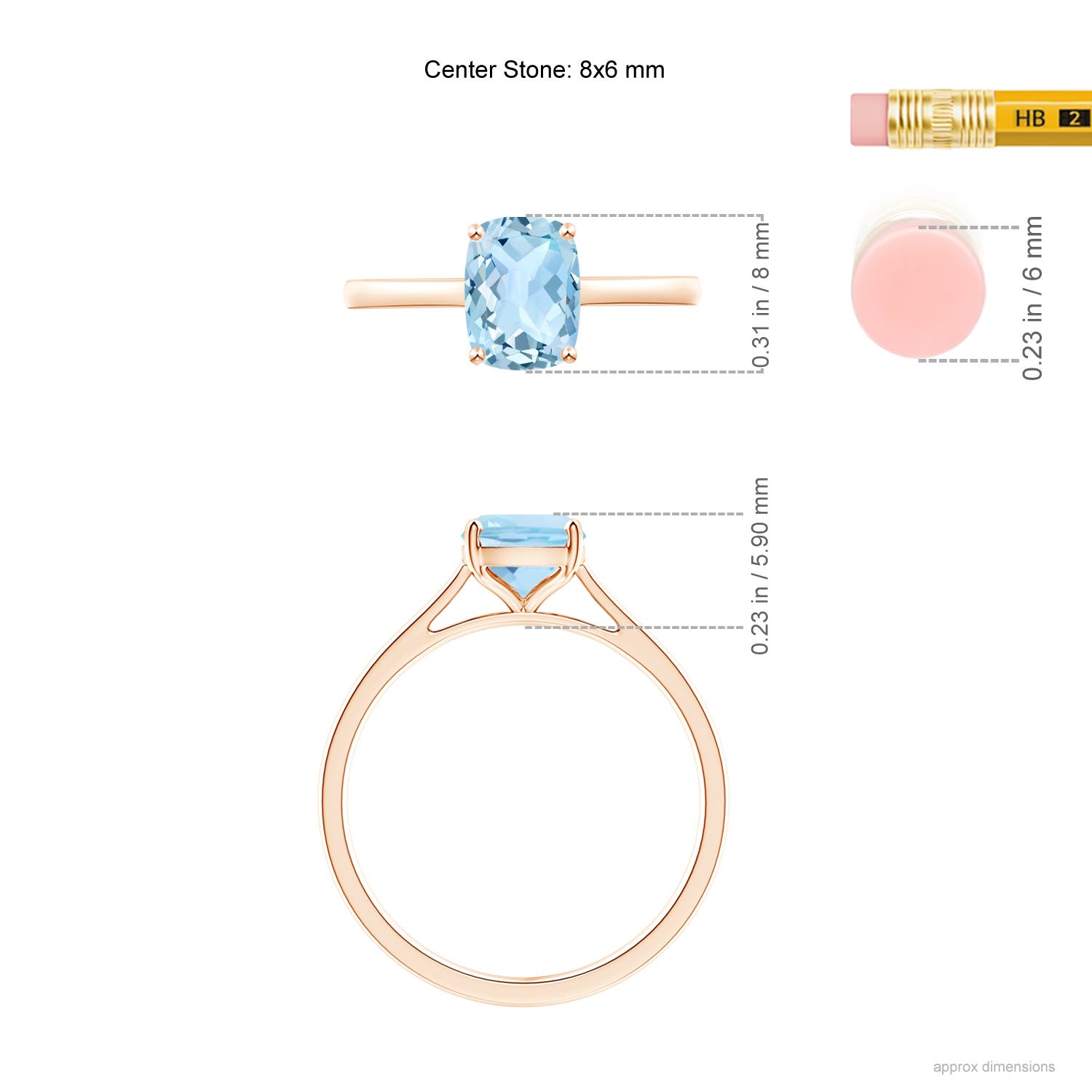 AAA - Aquamarine / 1.2 CT / 14 KT Rose Gold