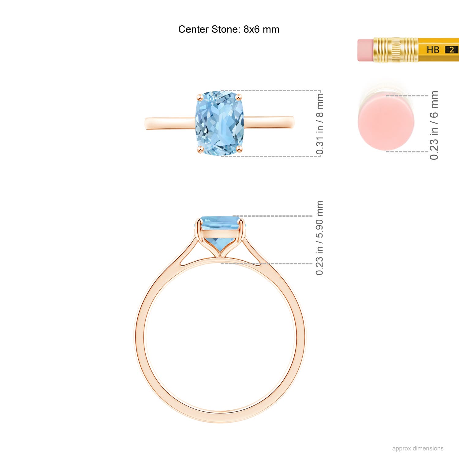 AAAA - Aquamarine / 1.2 CT / 14 KT Rose Gold