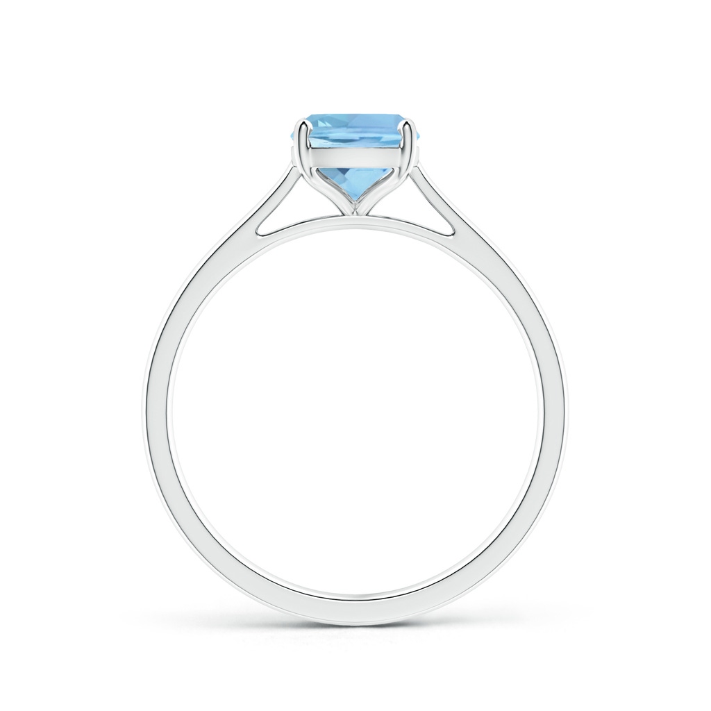 8x6mm AAAA Prong-Set Cushion Aquamarine Solitaire Ring in White Gold - side_1