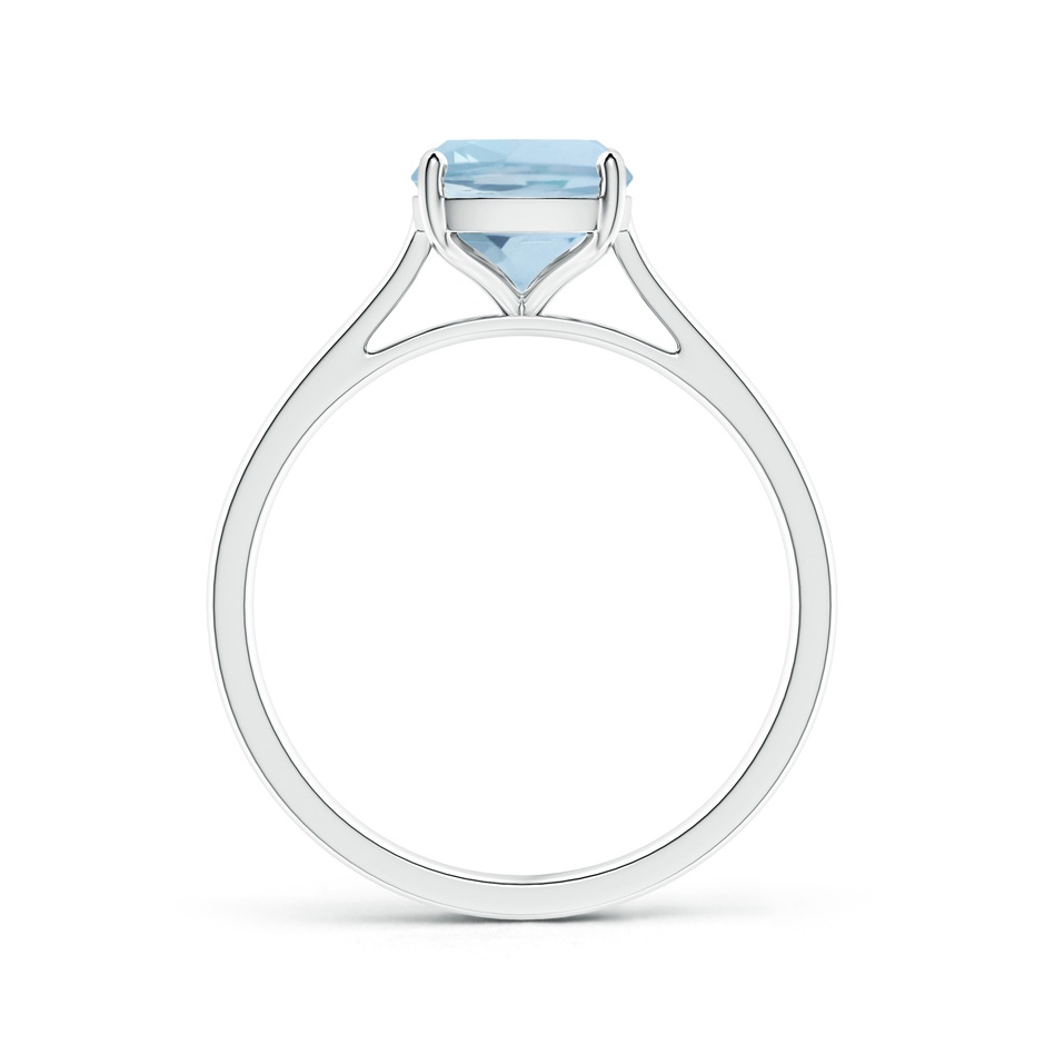 9x7mm AA Prong-Set Cushion Aquamarine Solitaire Ring in S999 Silver side-1