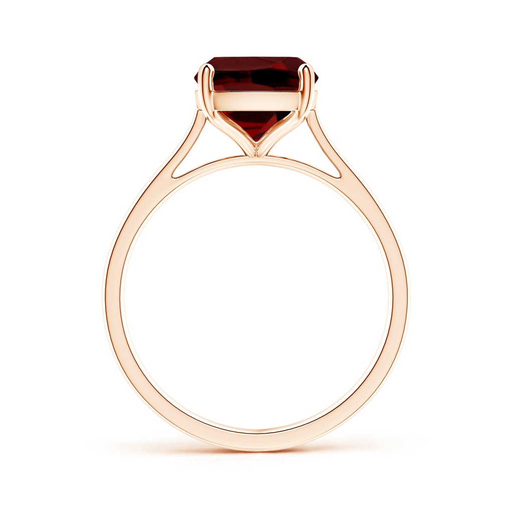 10x8mm AAAA Prong-Set Cushion Garnet Solitaire Ring in Rose Gold - side_1
