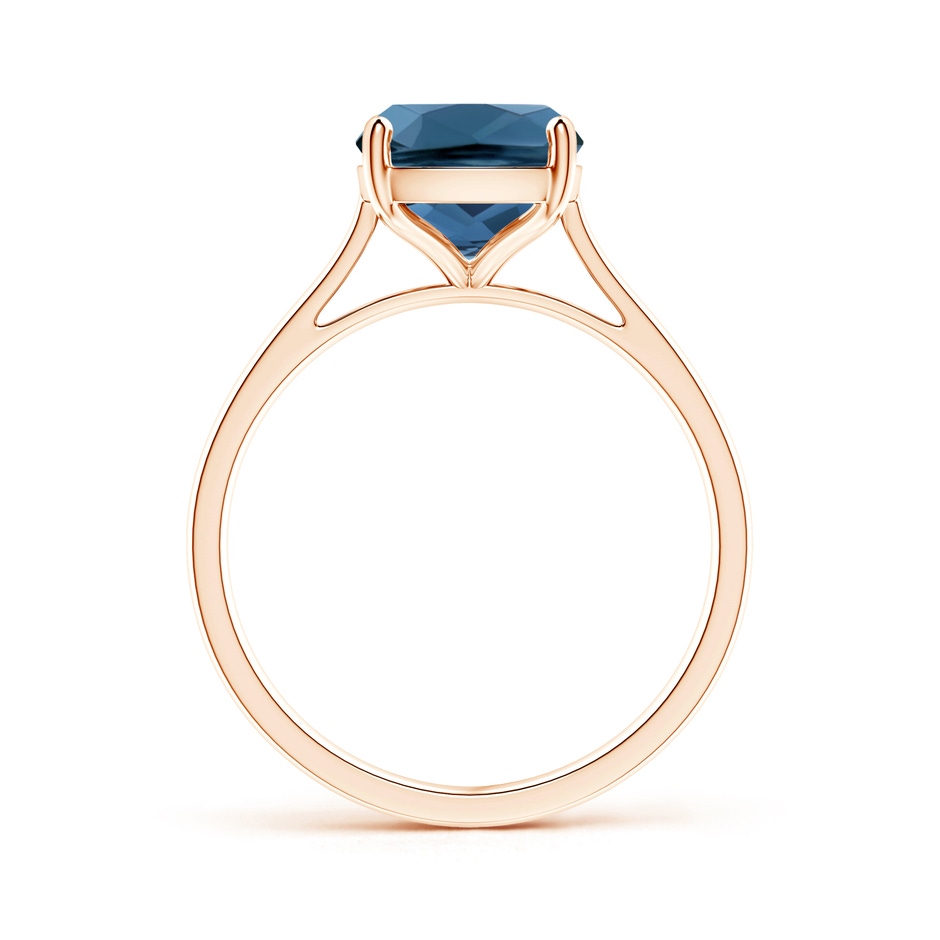 10x8mm AA Prong-Set Cushion London Blue Topaz Solitaire Ring in Rose Gold product image