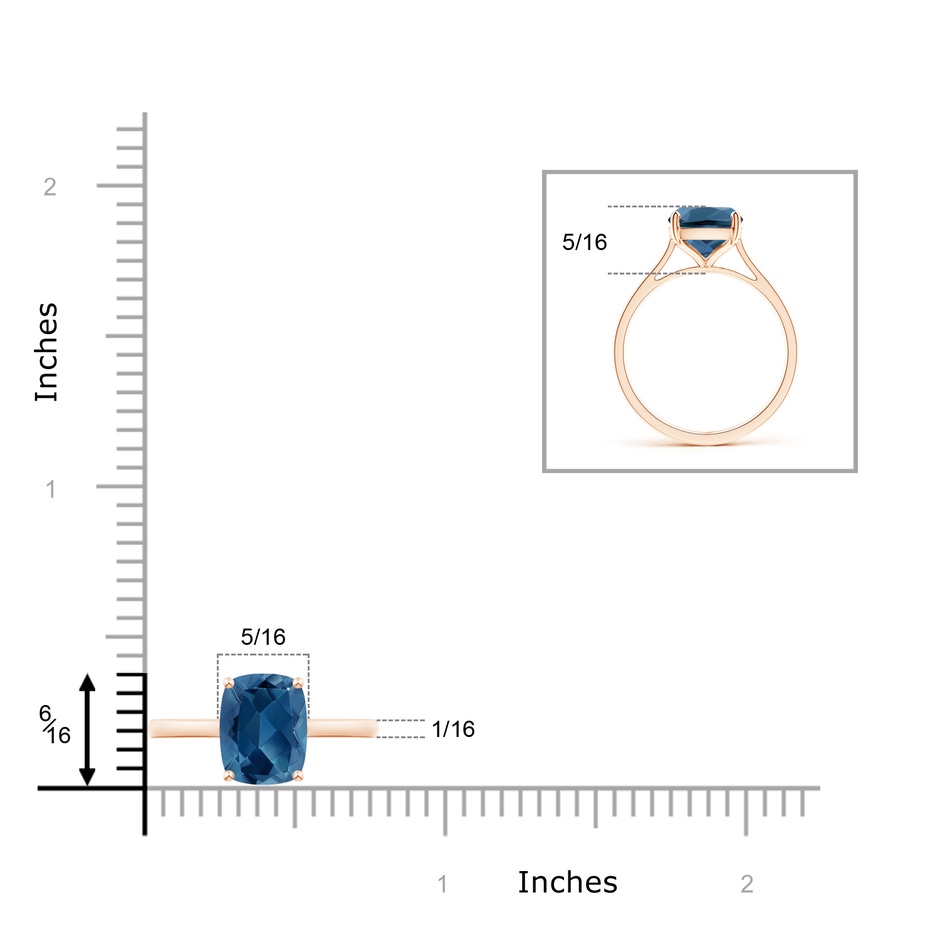 10x8mm AA Prong-Set Cushion London Blue Topaz Solitaire Ring in Rose Gold product image
