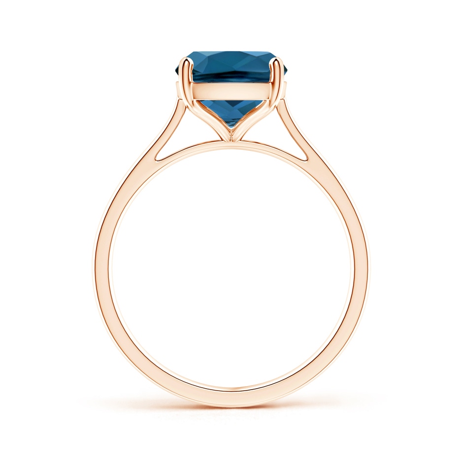 10x8mm AAA Prong-Set Cushion London Blue Topaz Solitaire Ring in 9K Rose Gold product image
