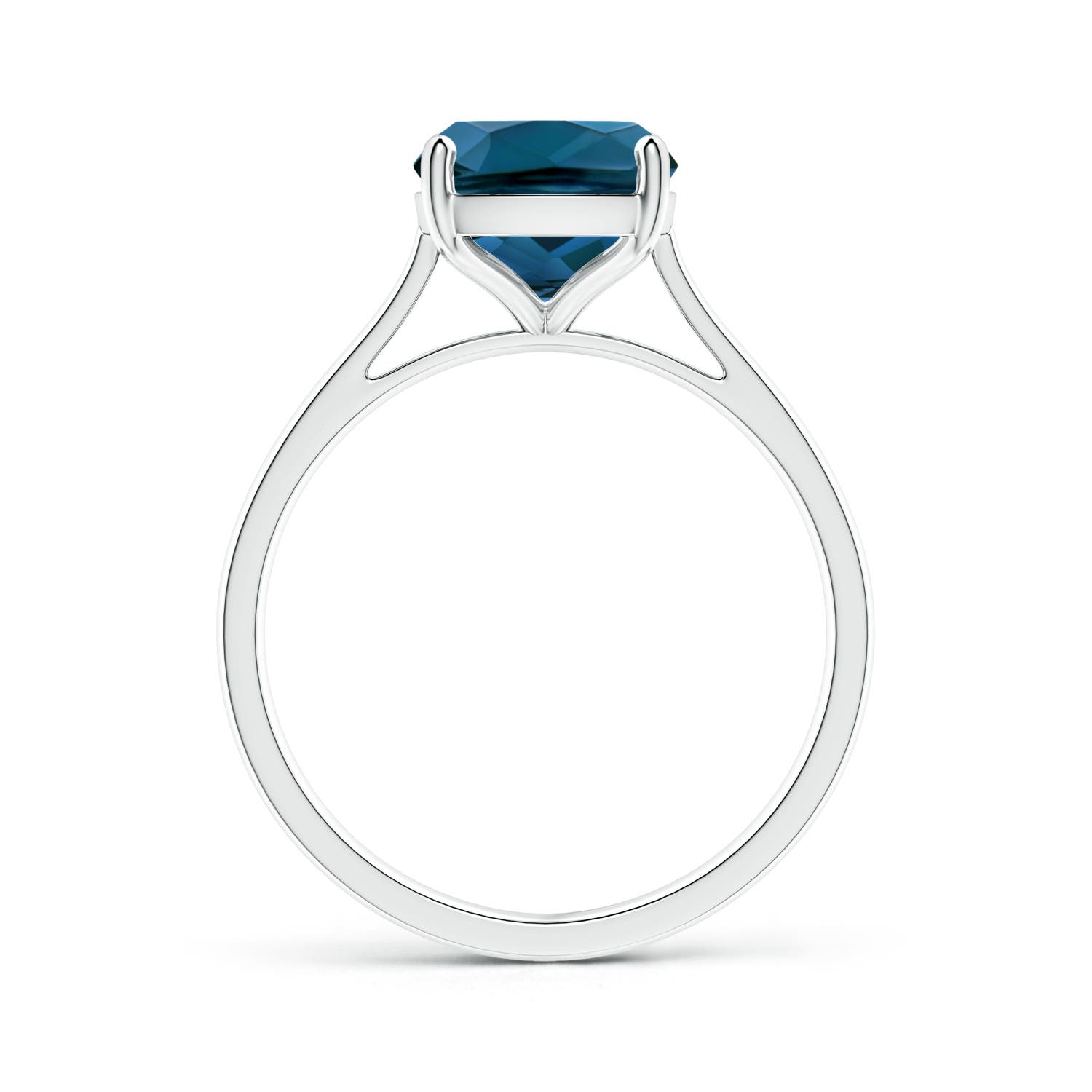 10x8mm AAAA Prong-Set Cushion London Blue Topaz Solitaire Ring in P950 Platinum