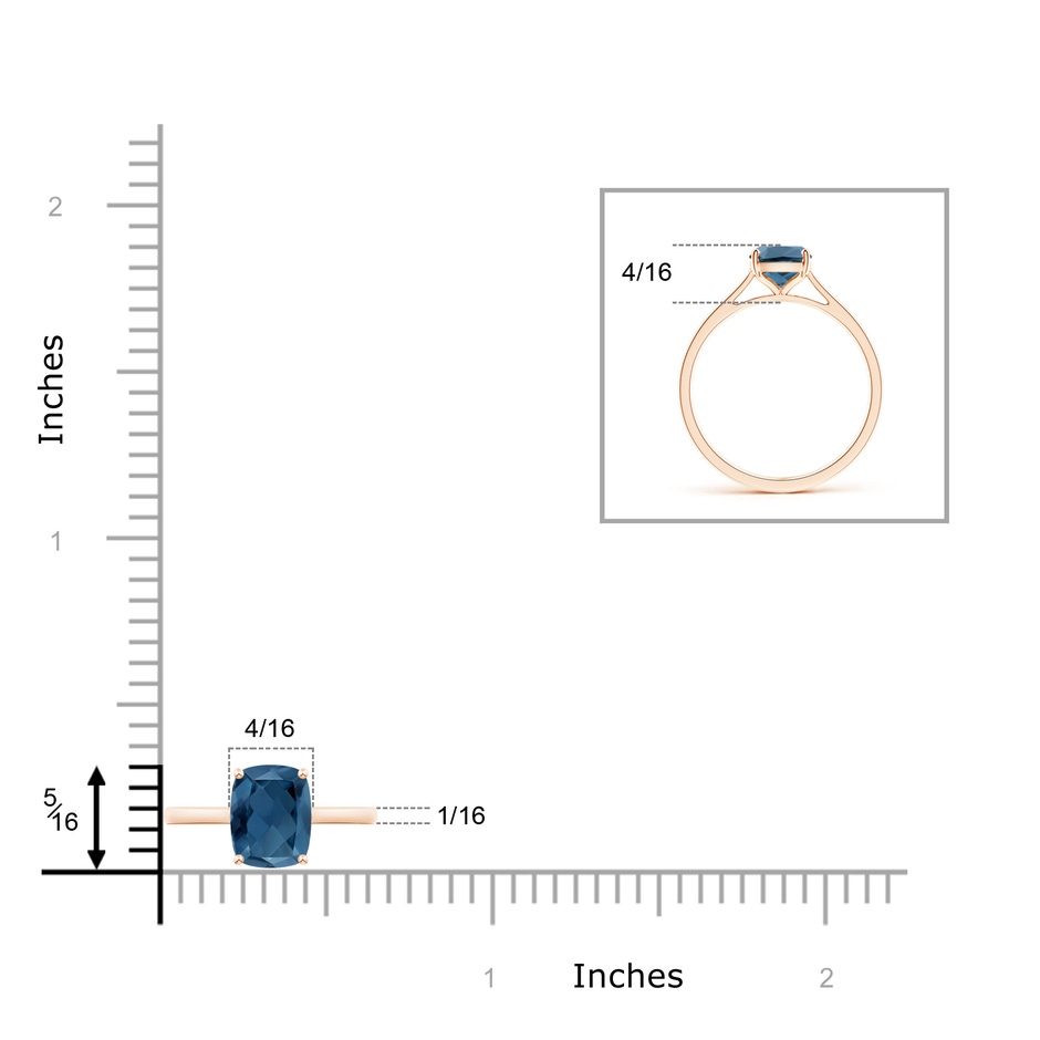 8x6mm A Prong-Set Cushion London Blue Topaz Solitaire Ring in 9K Rose Gold product image