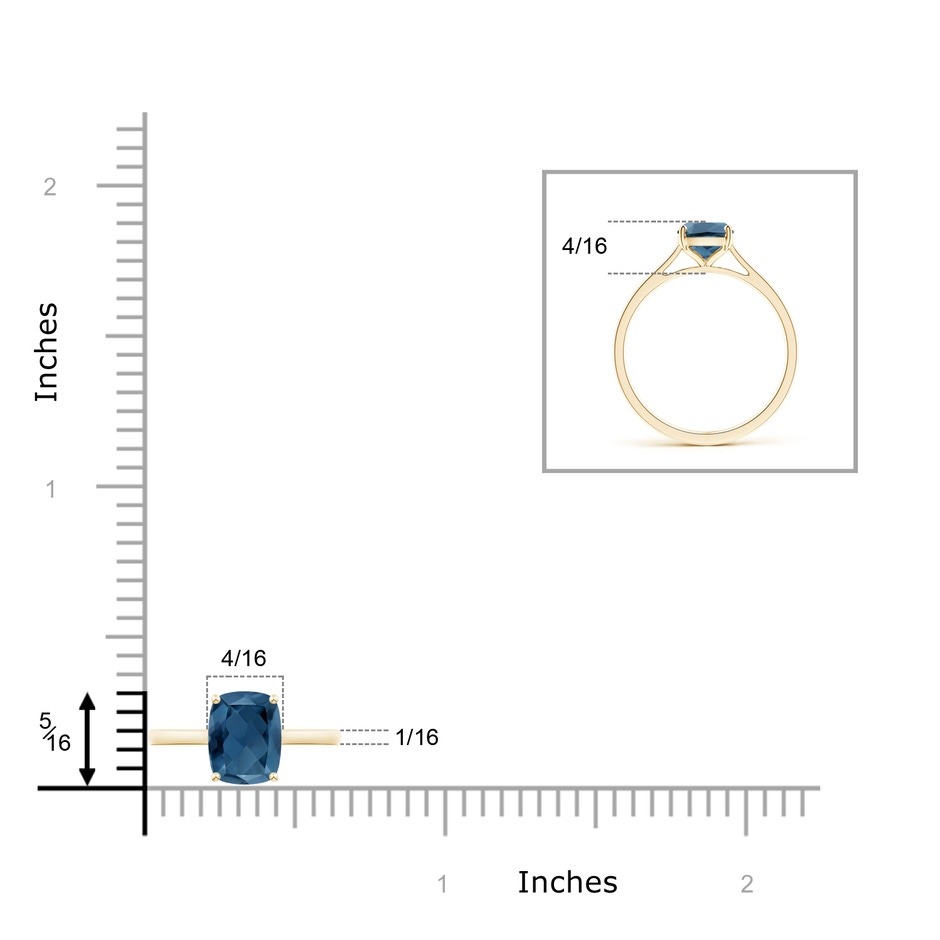 8x6mm A Prong-Set Cushion London Blue Topaz Solitaire Ring in Yellow Gold product image