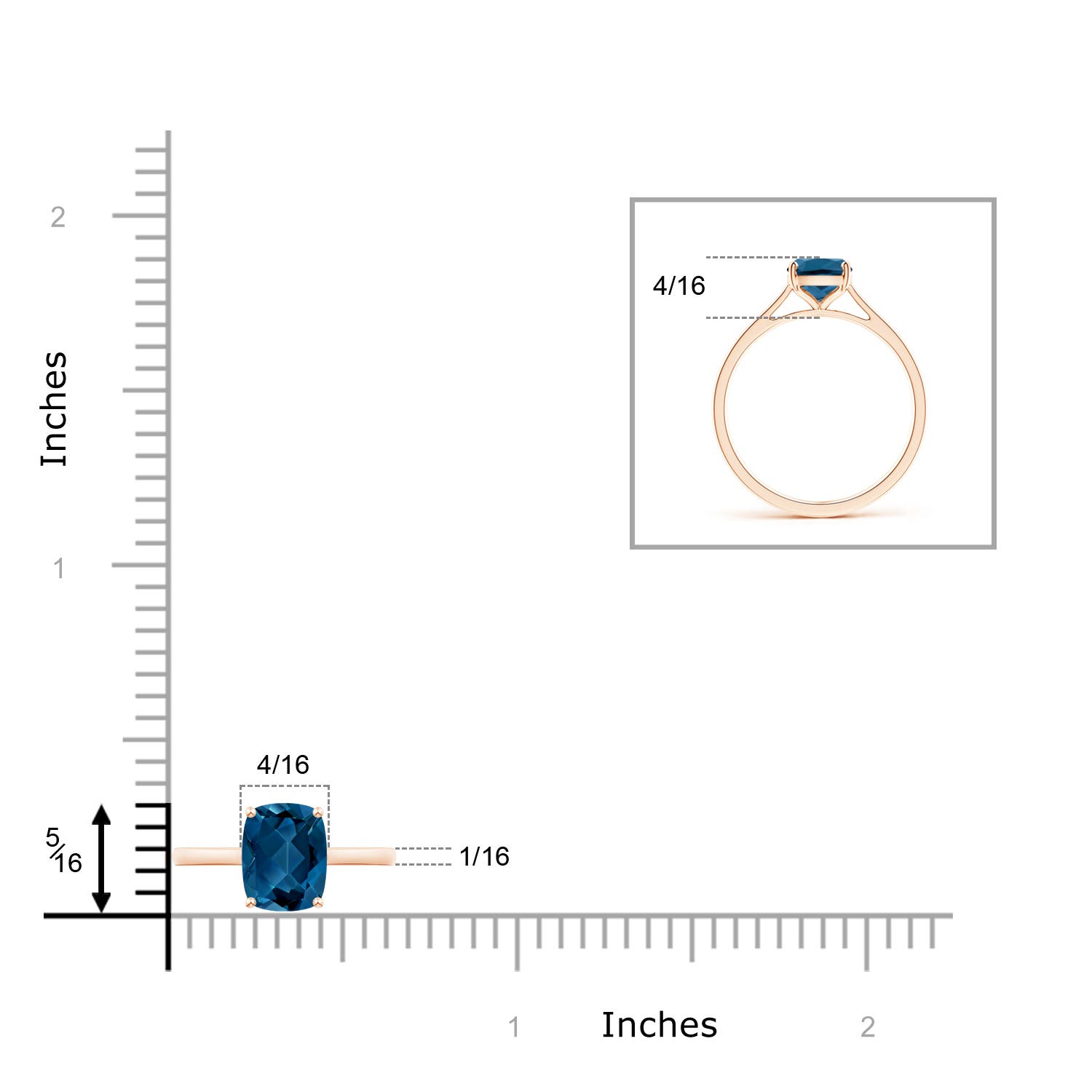 AAA - London Blue Topaz / 1.6 CT / 14 KT Rose Gold