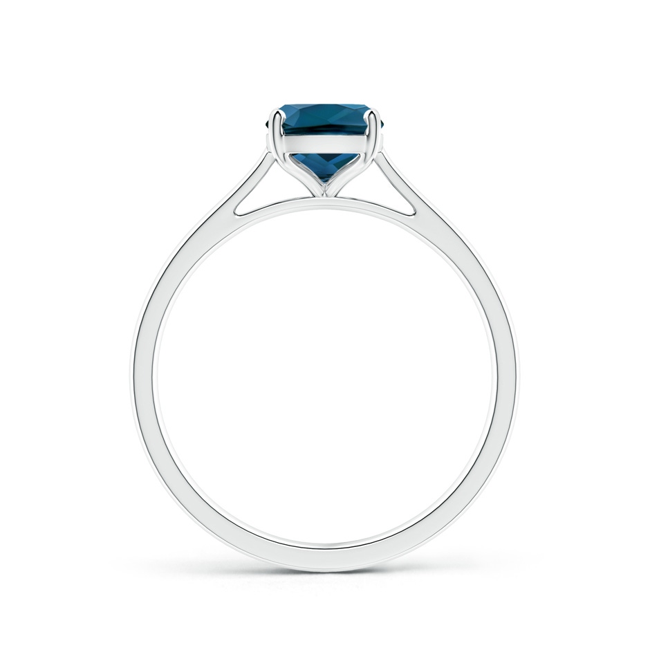 8x6mm AAAA Prong-Set Cushion London Blue Topaz Solitaire Ring in 9K White Gold product image