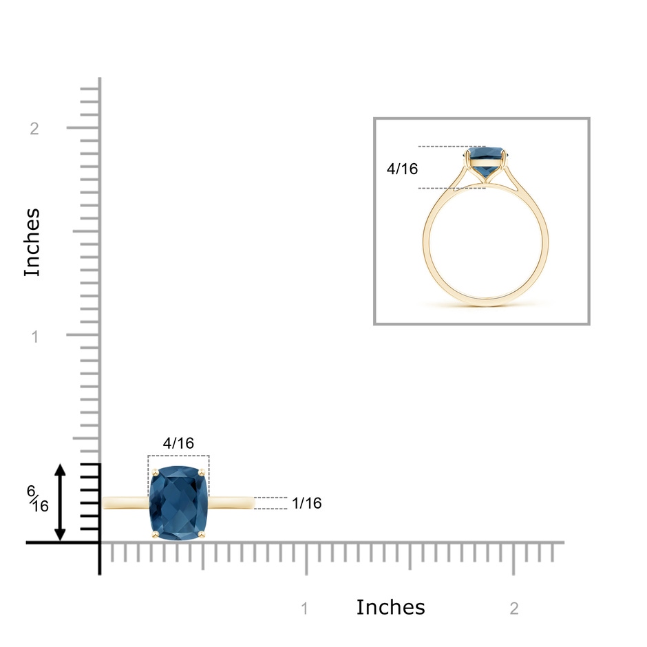 9x7mm A Prong-Set Cushion London Blue Topaz Solitaire Ring in Yellow Gold product image