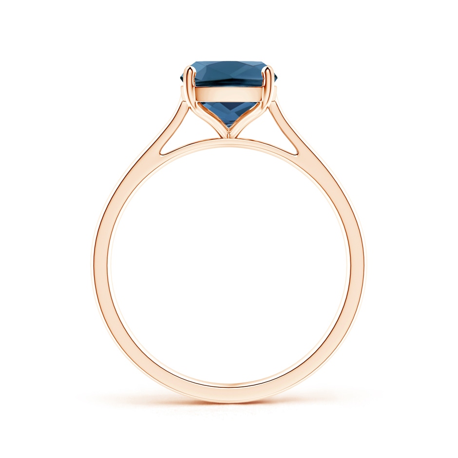 9x7mm AA Prong-Set Cushion London Blue Topaz Solitaire Ring in 9K Rose Gold product image