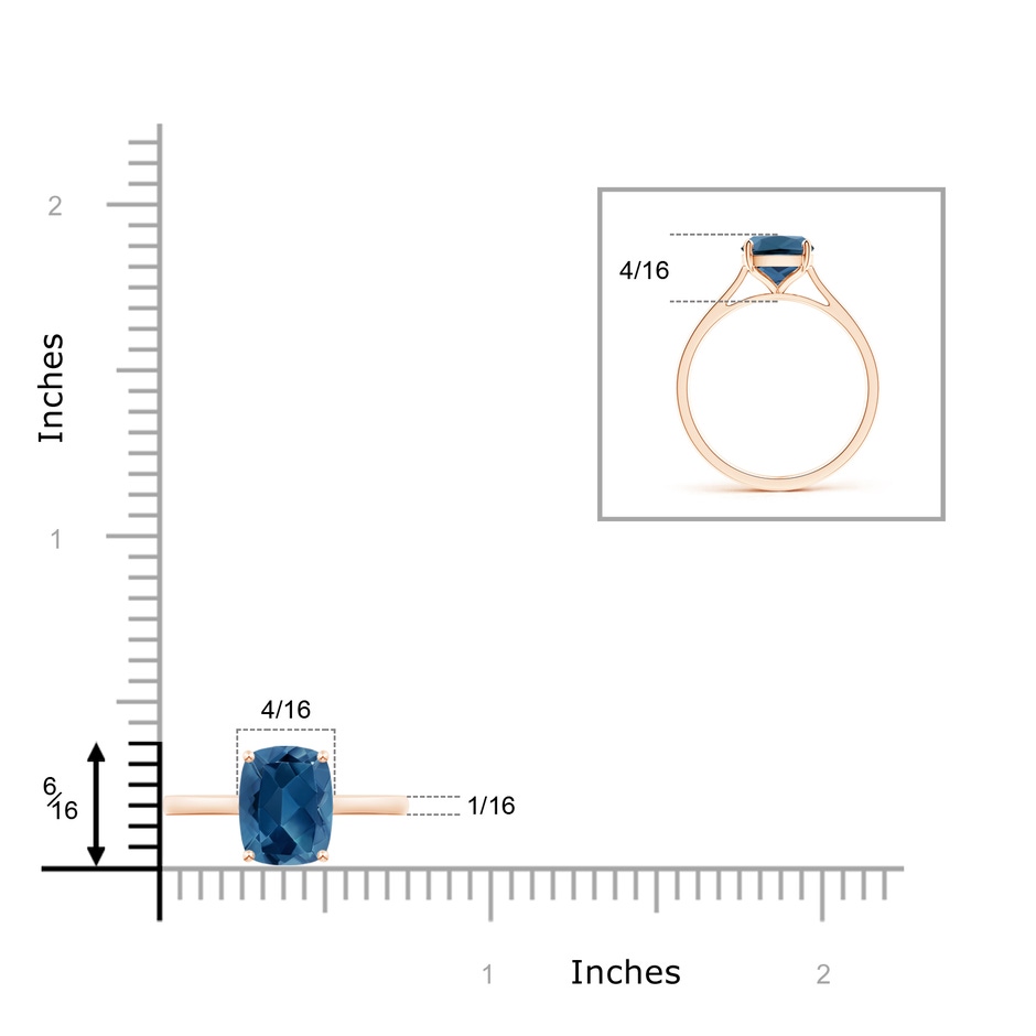 9x7mm AA Prong-Set Cushion London Blue Topaz Solitaire Ring in 9K Rose Gold product image