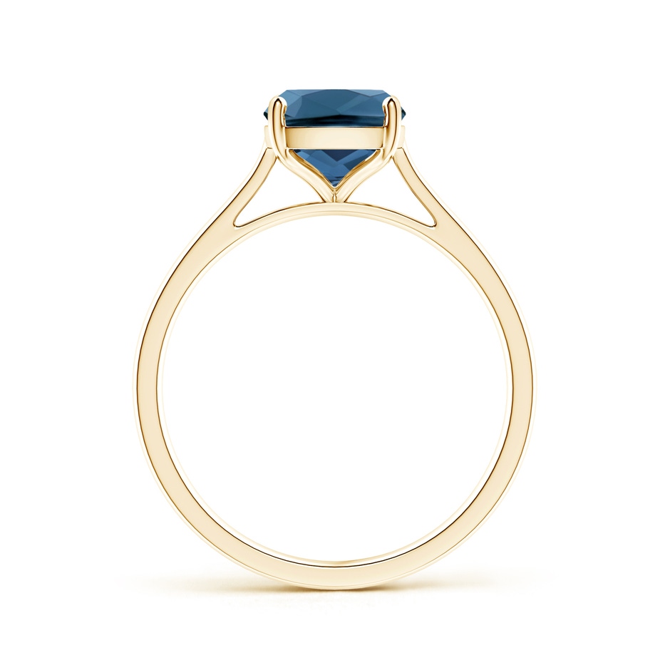9x7mm AA Prong-Set Cushion London Blue Topaz Solitaire Ring in 9K Yellow Gold product image