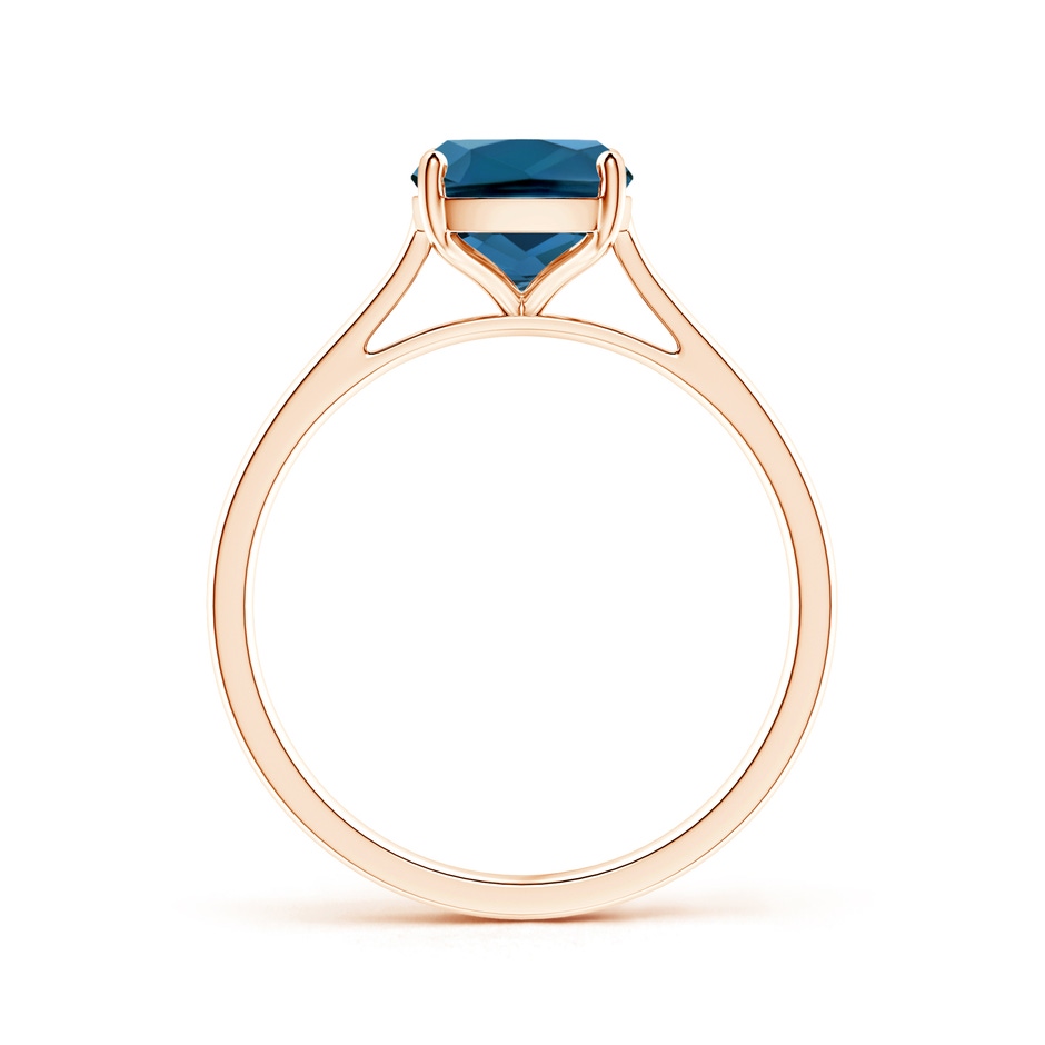 9x7mm AAA Prong-Set Cushion London Blue Topaz Solitaire Ring in 9K Rose Gold product image