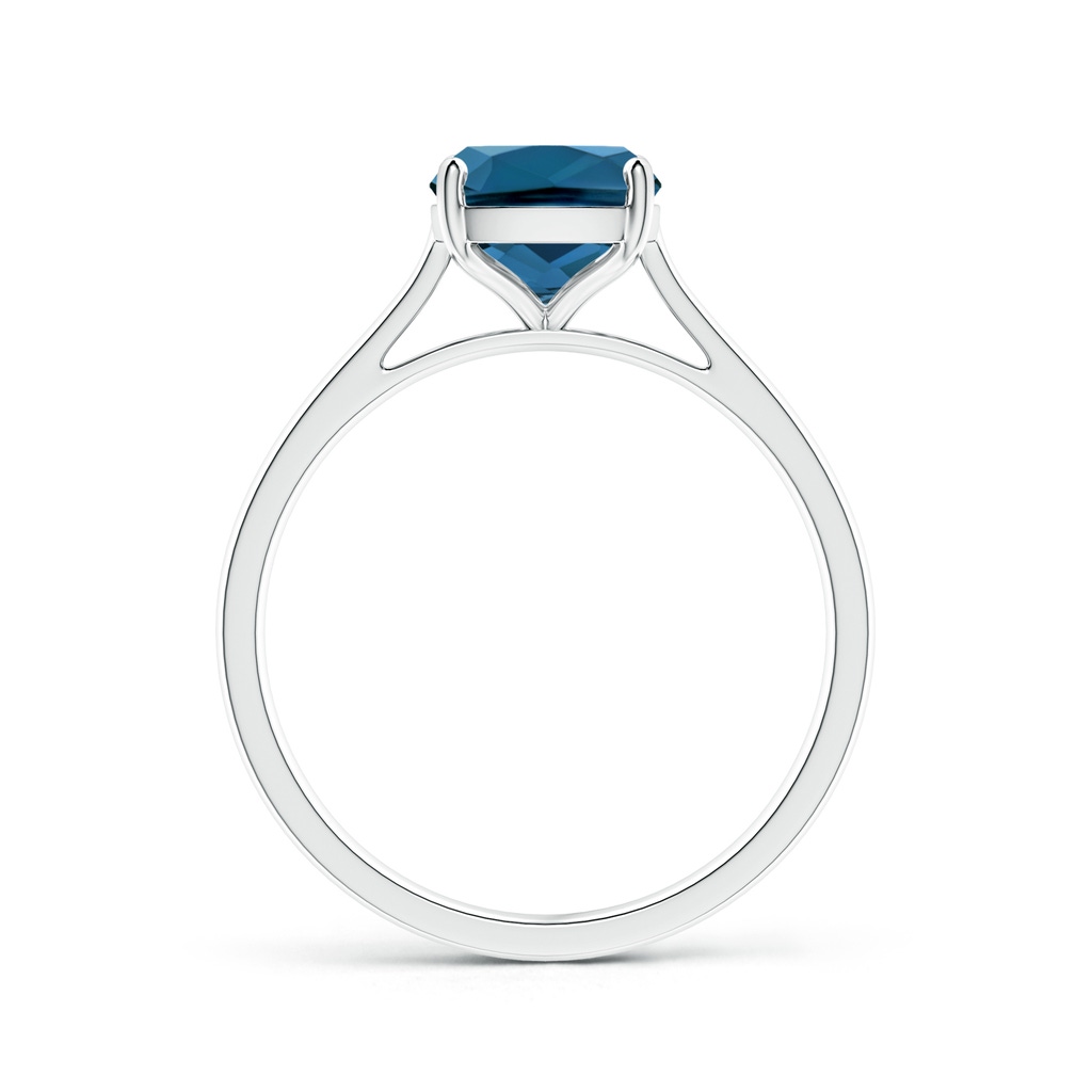 9x7mm AAA Prong-Set Cushion London Blue Topaz Solitaire Ring in White Gold Product Image