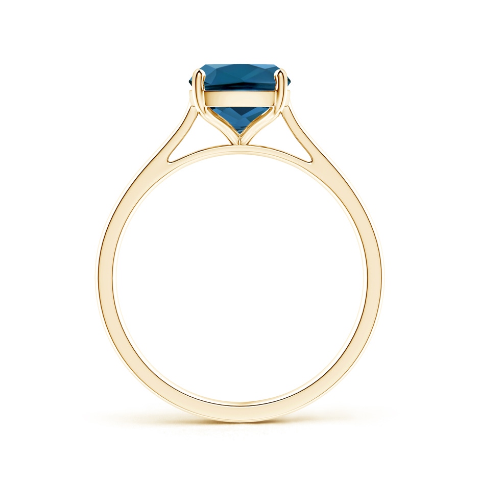 9x7mm AAA Prong-Set Cushion London Blue Topaz Solitaire Ring in Yellow Gold product image