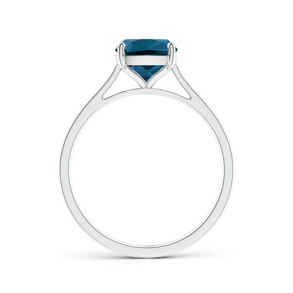9x7mm AAAA Prong-Set Cushion London Blue Topaz Solitaire Ring in White Gold product image