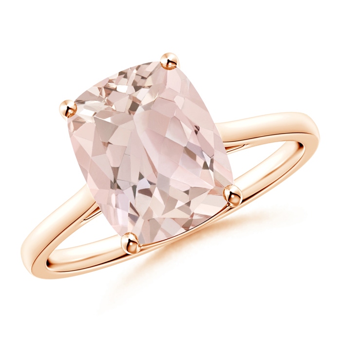 10x8mm A Prong-Set Cushion Morganite Solitaire Ring in Rose Gold 