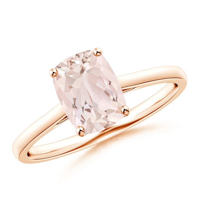 8x6mm A Prong-Set Cushion Morganite Solitaire Ring in 9K Rose Gold 