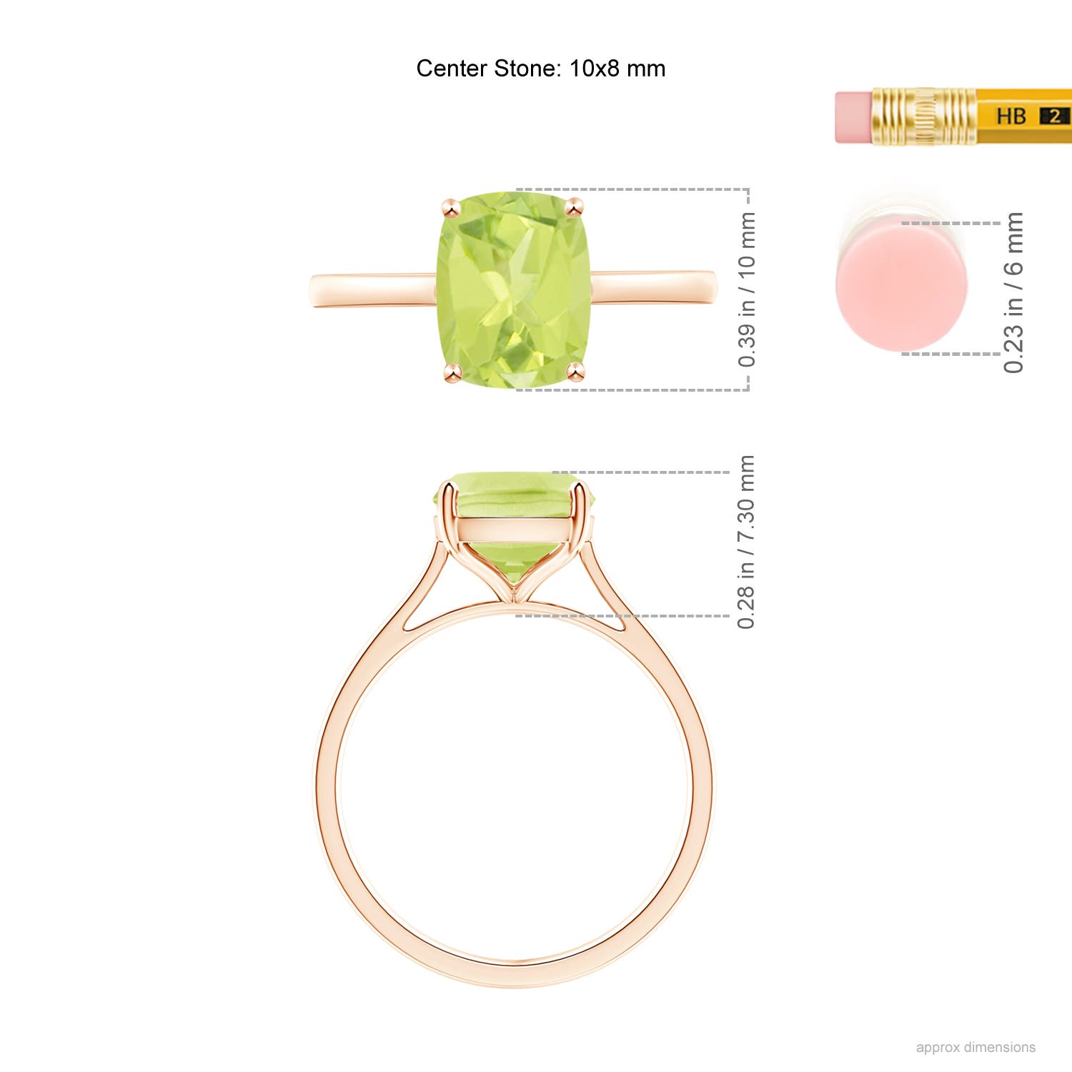 A - Peridot / 2.9 CT / 14 KT Rose Gold