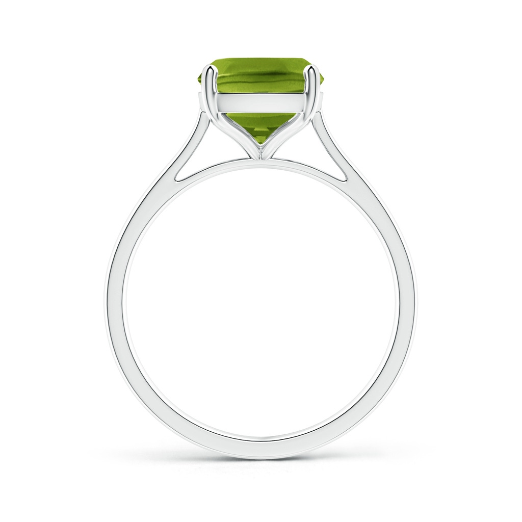 10x8mm AAAA Prong-Set Cushion Peridot Solitaire Ring in S999 Silver Side-1