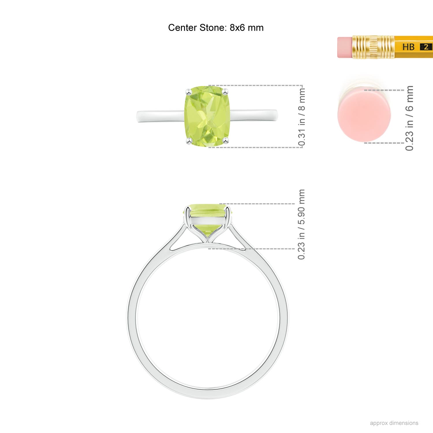 A - Peridot / 1.45 CT / 14 KT White Gold