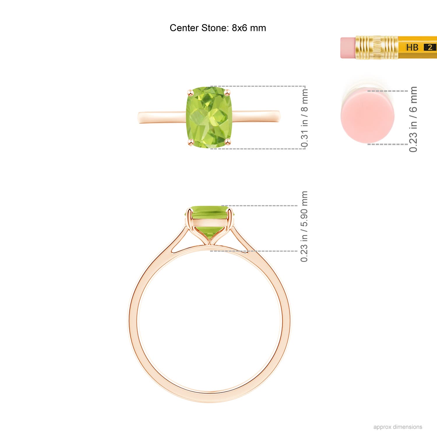 AA - Peridot / 1.45 CT / 14 KT Rose Gold