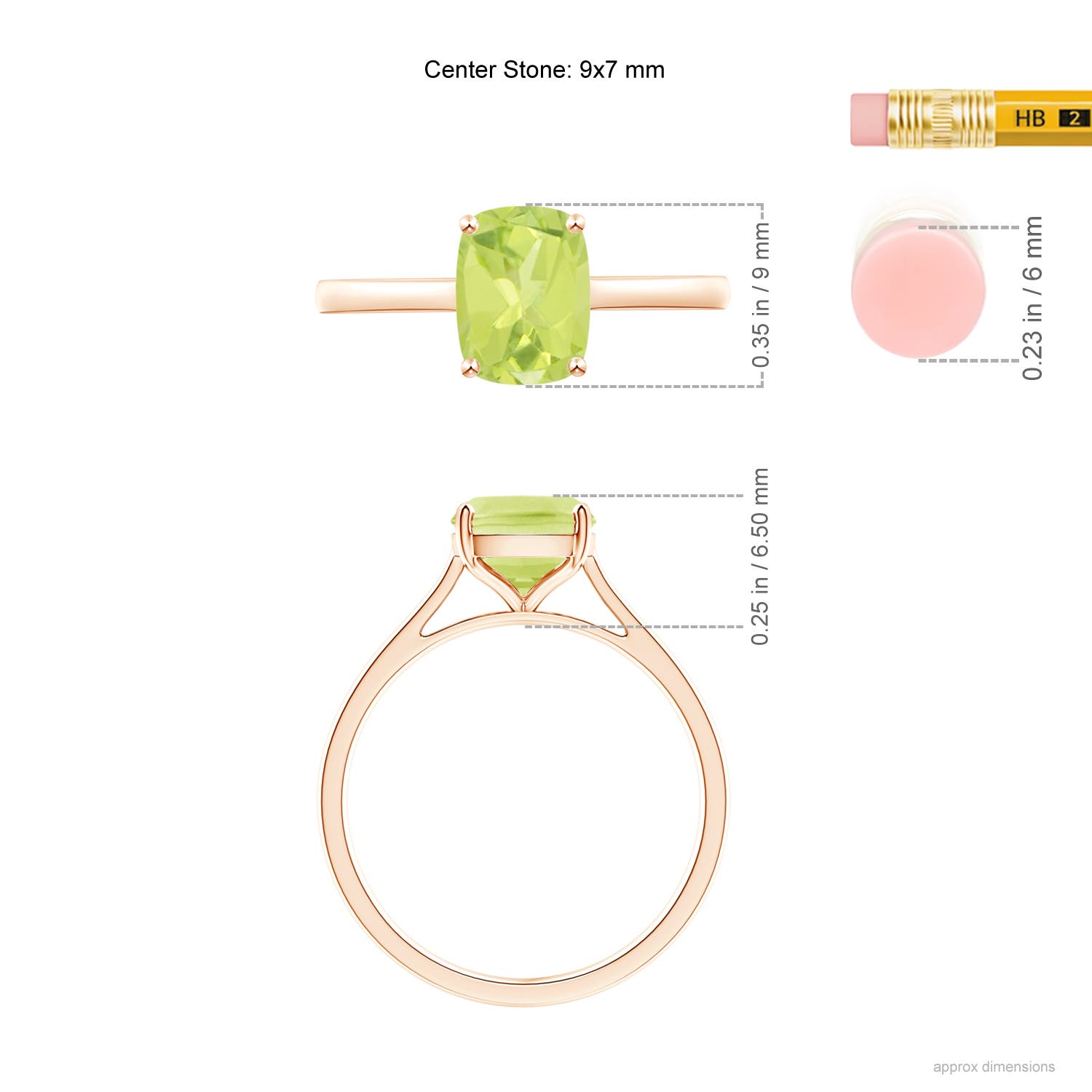 A - Peridot / 2.1 CT / 14 KT Rose Gold