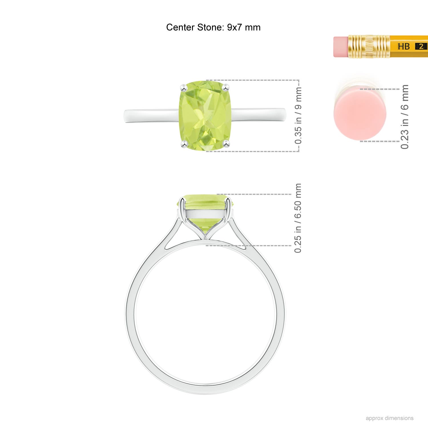 A - Peridot / 2.1 CT / 14 KT White Gold