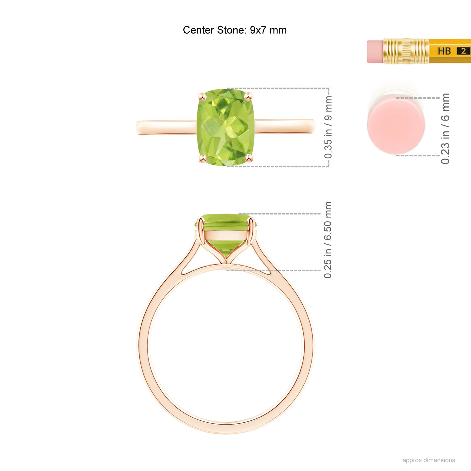 AA - Peridot / 2.1 CT / 14 KT Rose Gold