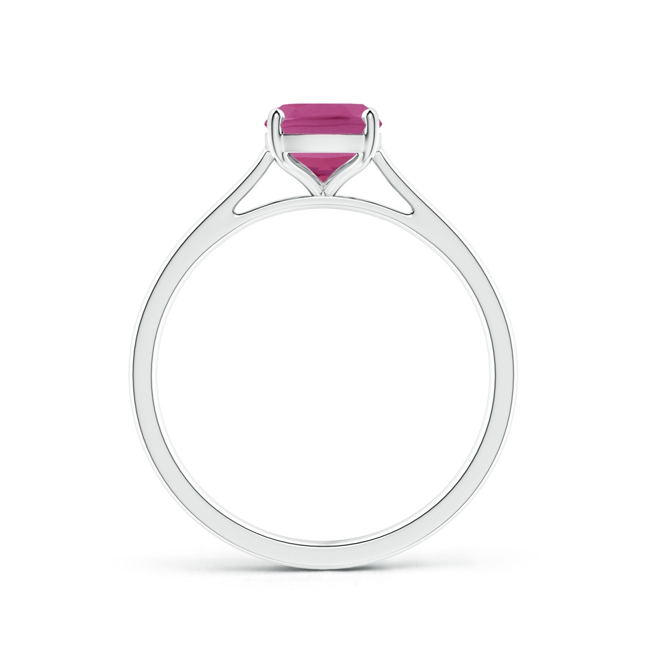 8x6mm AAAA Prong-Set Cushion Pink Tourmaline Solitaire Ring in P950 Platinum side-1