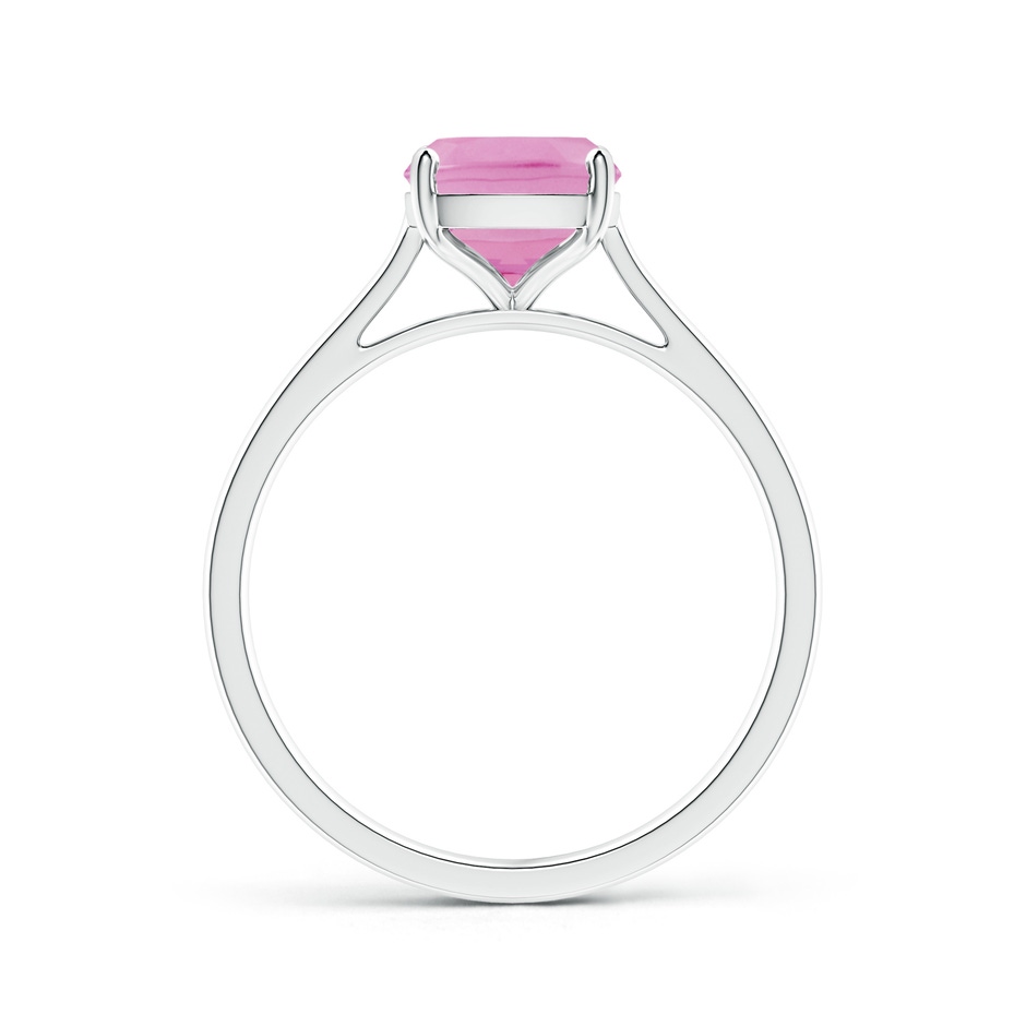 9x7mm A Prong-Set Cushion Pink Tourmaline Solitaire Ring in S999 Silver side-1